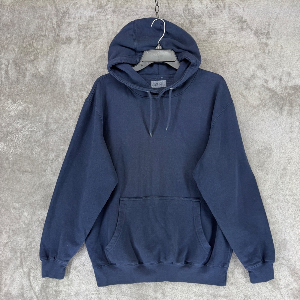 MSFTSrep Hoodie Mens Large Teo Graphic Navy Blue Streetwear Sweatshirt EUC